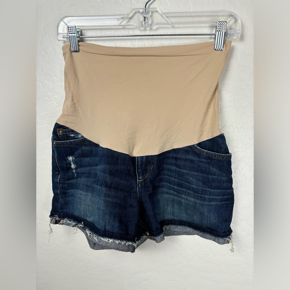 Joe's‎ Jeans Maura Maternity Shorts Dark Wash Distressed Over Belly Size 28 0085